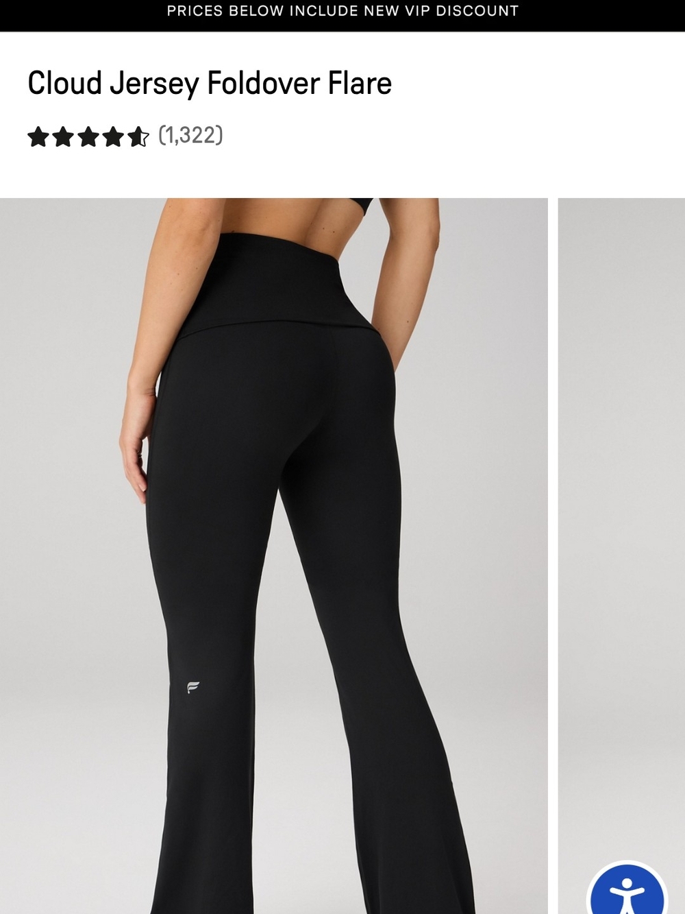 Cloud Jersey Foldover Flare Black Pants Fabletics Size M Regular - Picture 3 of 6